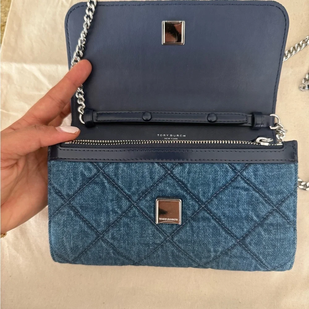Tory Burch Willa Chain Wallet Crossbody Clutch Bag 163012 Denim $425